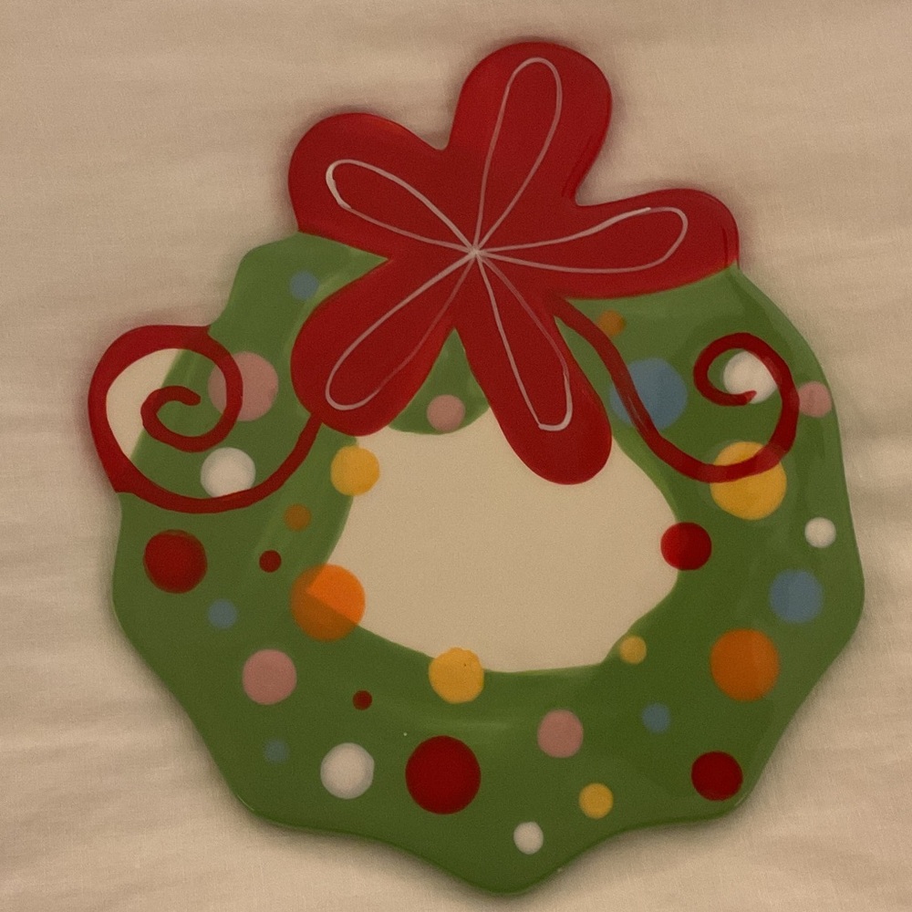 Happy Everything Colorful Holiday Wreath Plate